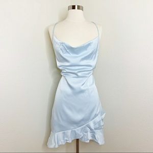 Pretty Little Thing Mini Dress Baby Blue Satin